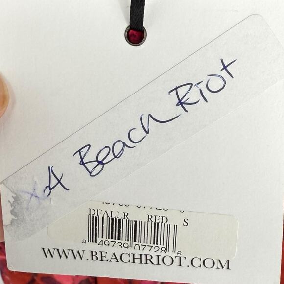 NWT BEACH RIOT Lantern Romper S Red Floral Off The Shoulder Long Sleeve Ruffle - Picture 6 of 6